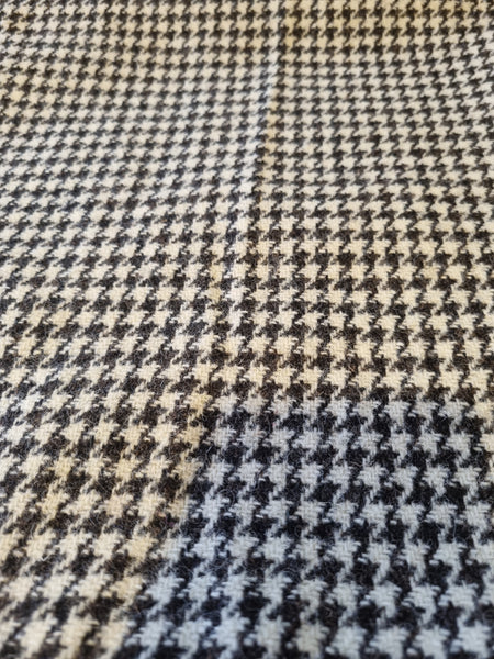 Dark brown and white houndstooth Harris Tweed 74cm wide x 73cm long