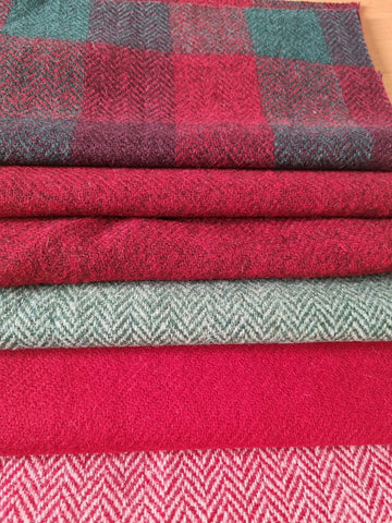 FESTIVE OFFCUT #2 Harris Tweed offcut bundle  - 6 pieces 22cm x 30cm as pictured