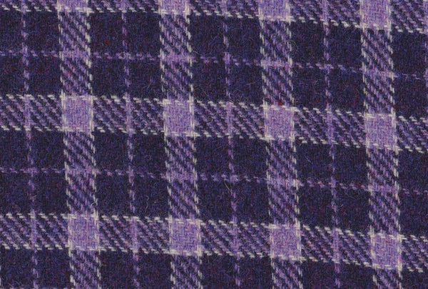 Dark purple & lilac check Harris Tweed OFFCUT 55cm wide x 65cm long