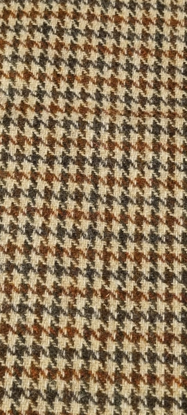 Beige rust brown green houndstooth Harris Tweed 74cm wide x 50cm long