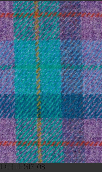 Blue lilac mint tartan check Harris Tweed OFFCUT 88cm wide x 40cm long